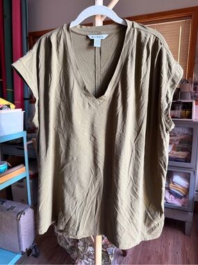 Athleta olive green inspire twist tee VGUC 1x
